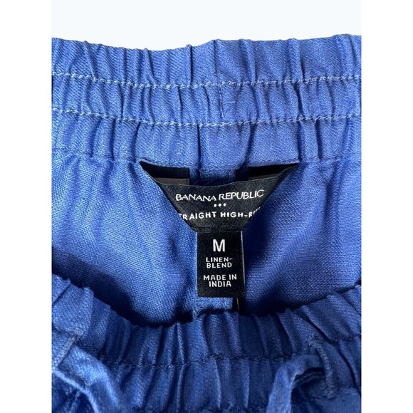 Banana Republic Poplin Relaxed Straight Ankle Pants Pull On Drawstring Blue M - Picture 9 of 15